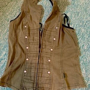 TRIPP NYC army green military halter corset top
